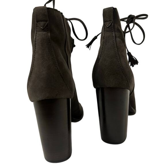 Frye Suede Peep Toe Heeled Booties - Picture 7 of 8